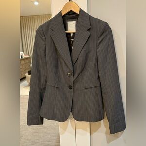 The Limited The Perfect Travel Suit Charcoal Pinstripe Blazer Size 2 NWT